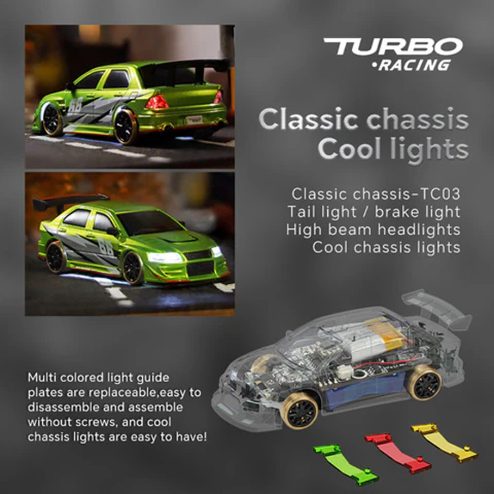 TB-C66 Micro voiture 1/76 C66 Drift verte Turbo Racing RSRC