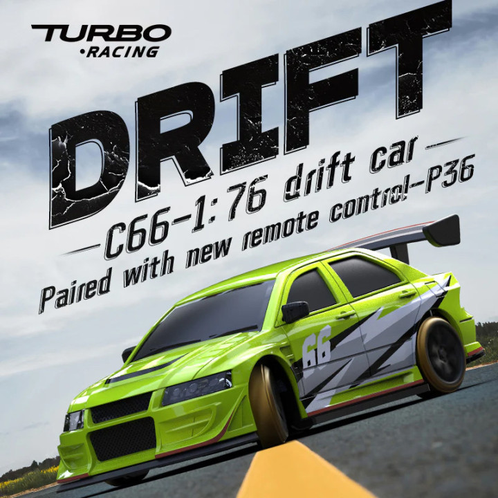 TB-C66 Micro voiture 1/76 C66 Drift verte Turbo Racing RSRC