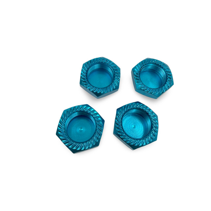 XTR-0416B 1/8 serrated closed wheel nuts blue aluminium (4) XTR RSRC
