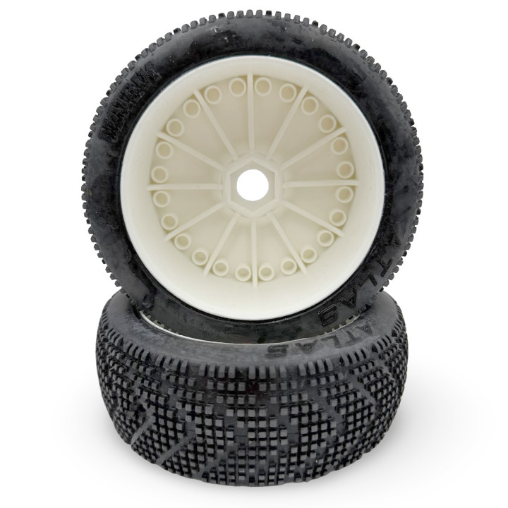  Pneus Atlas Matrix montés-collés (2) buggy 1/8 Matrix Racing tires RSRC