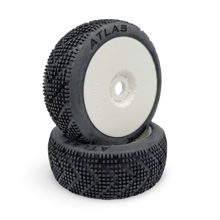  Pneus Atlas Matrix montés-collés (2) buggy 1/8 Matrix Racing tires RSRC