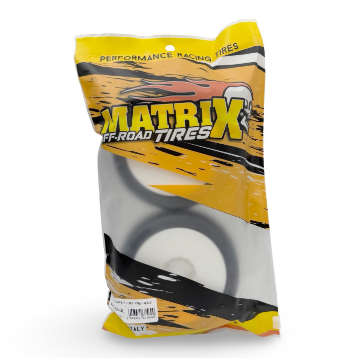  Pneus Atlas Matrix montés-collés (2) buggy 1/8 Matrix Racing tires RSRC