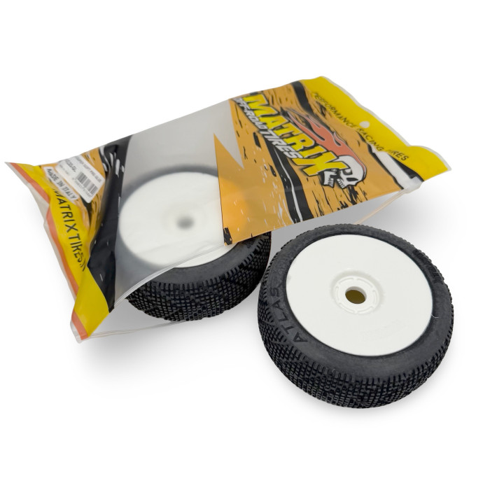  Pneus Atlas Matrix montés-collés (2) buggy 1/8 Matrix Racing tires RSRC