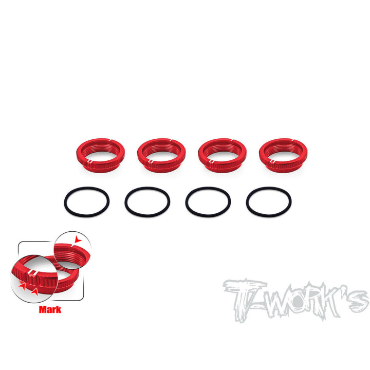 TO-356-R Molettes d'amortisseurs universelles rouge Tworkz (4) Tworks RSRC