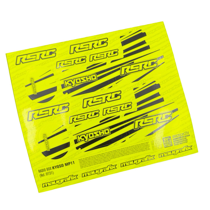 Neon Yellow Kyosho MP11 Stickers for Radio Box and filter by Maugrafix