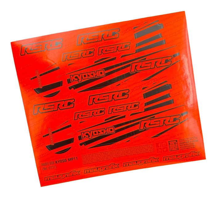 Autocollants orange fluo MP11 Maugrafix (2) - boite radio & filtre