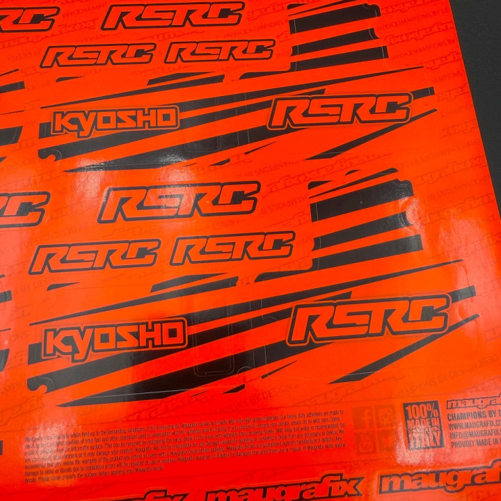 Kyosho MP11 Neon Orange Radio Box & Air-Filter Stickers - Maugrafix