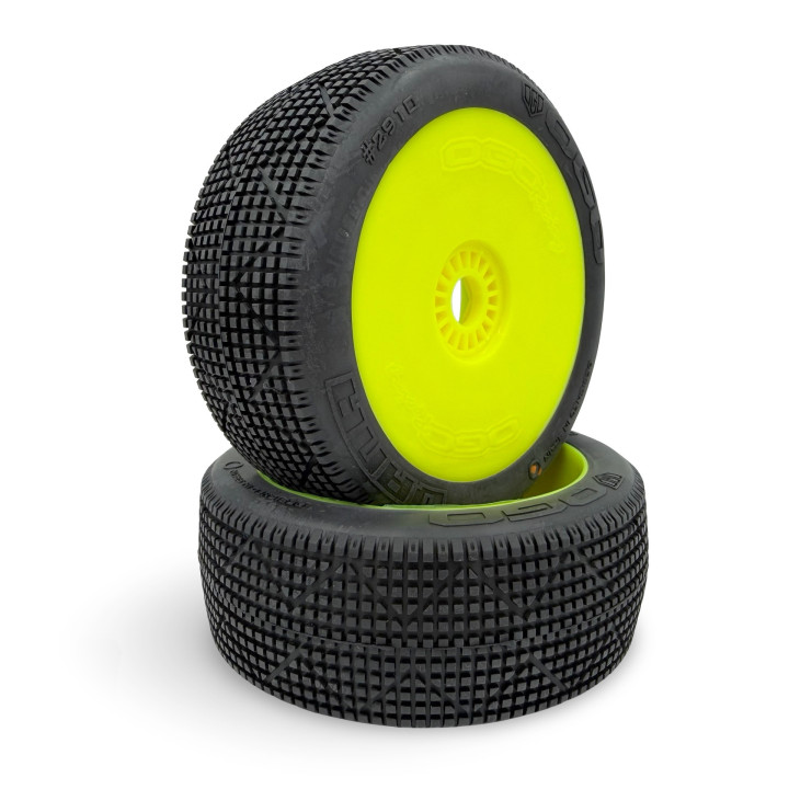 OGO Racing Dana Tires with Inserts and Yellow Wheels for 1/8 Buggy