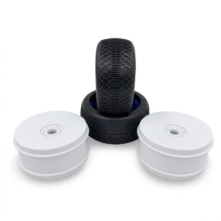 H0103 Pneus OGO Cheste avec inserts et jantes blanches (2) OGO Racing RSRC