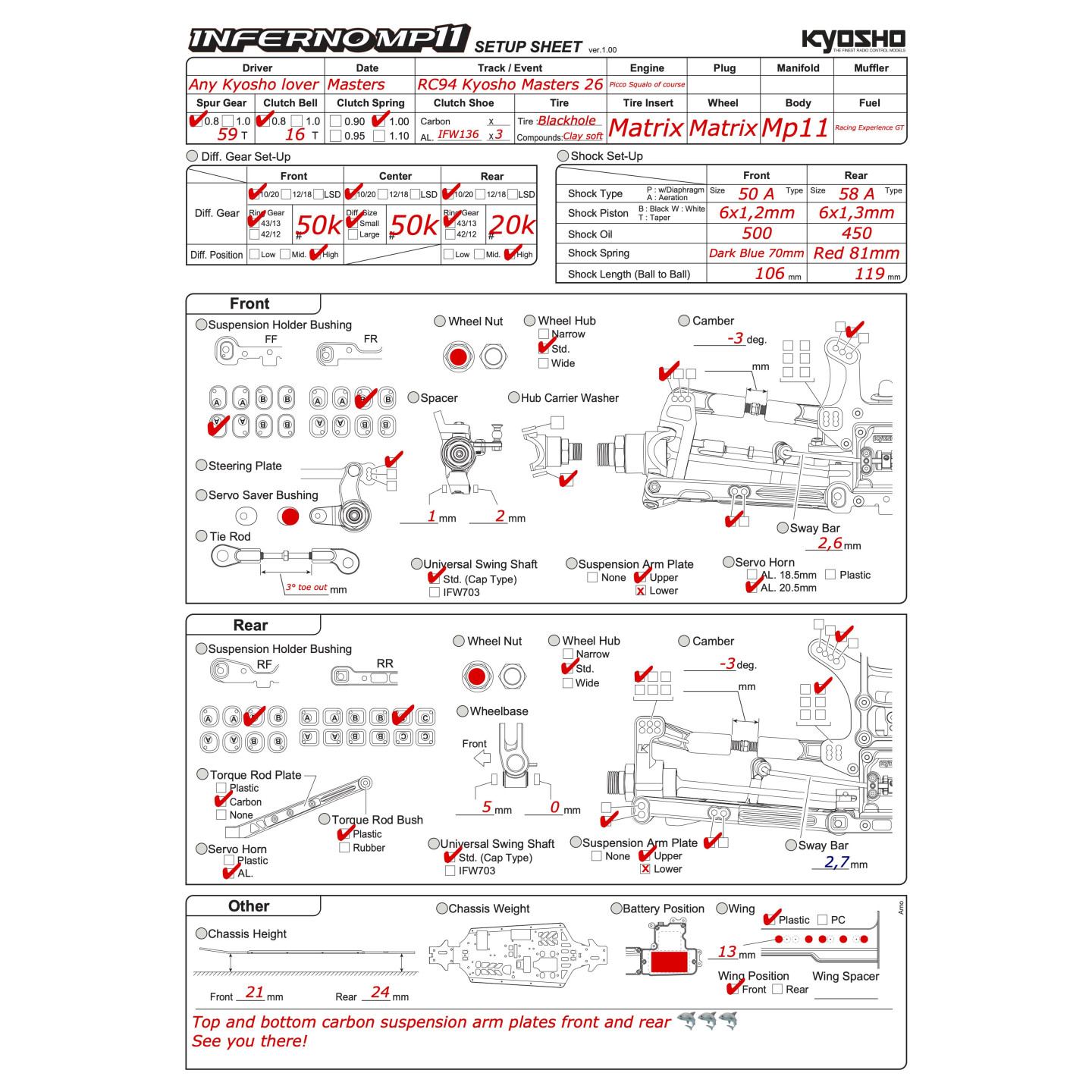 0 reiページ Reno Savoya Setup MP10 TKI3 for Kyosho Masters 2025