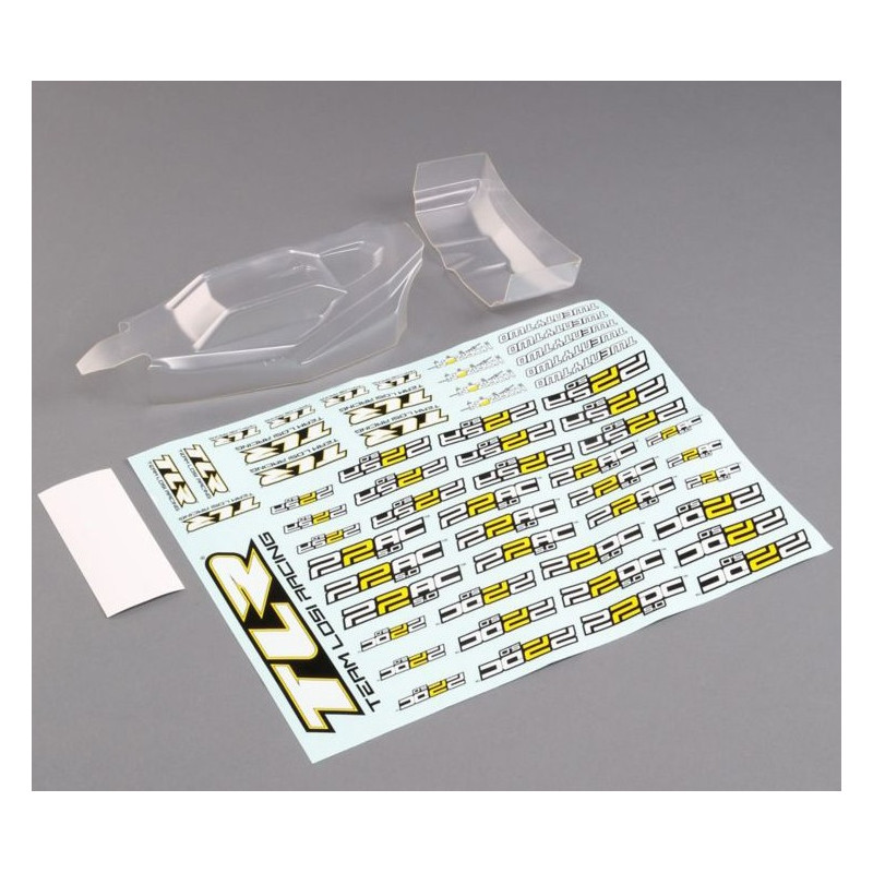 2 Team Losi Racing Low Front Wing Clear with Mount TLR330010