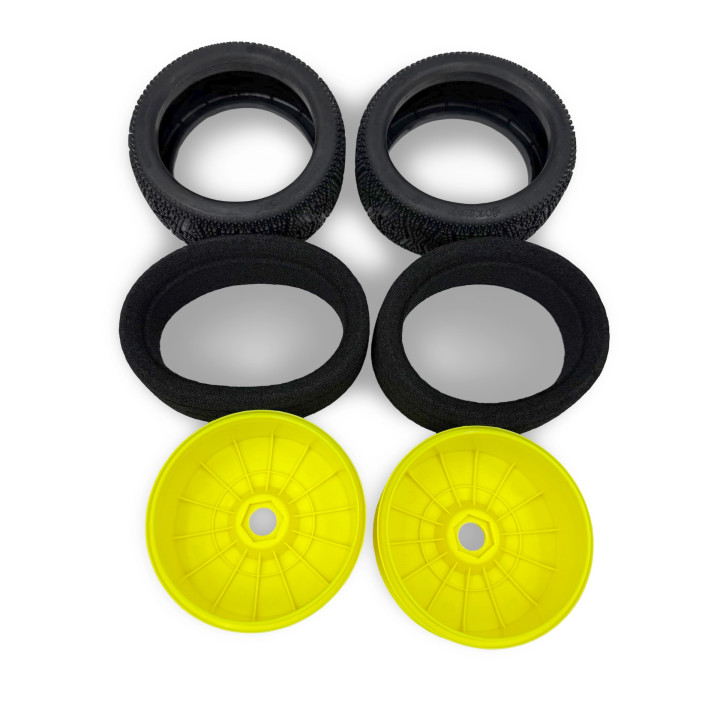 6mik Joker 2.0 Tires + WORLD inserts 1/8 Buggy + yellow wheels (2) 6MIK-Racing RSRC