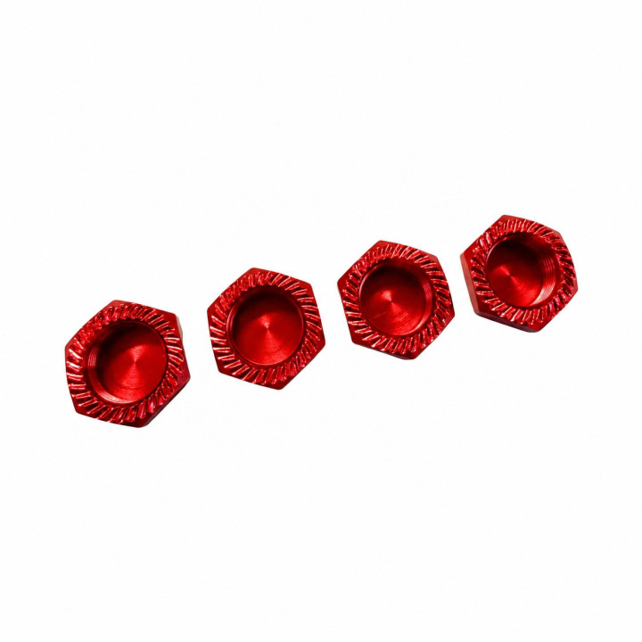 XTR-0416R 1/8 serrated closed wheel nuts red aluminium (4) XTR RSRC