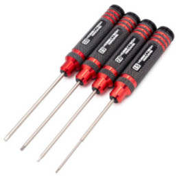 HTR-411 Kit de 4 tournevis Rouge et Noir Allen 1.5/2/2.5/3mm Hobbytech RSRC