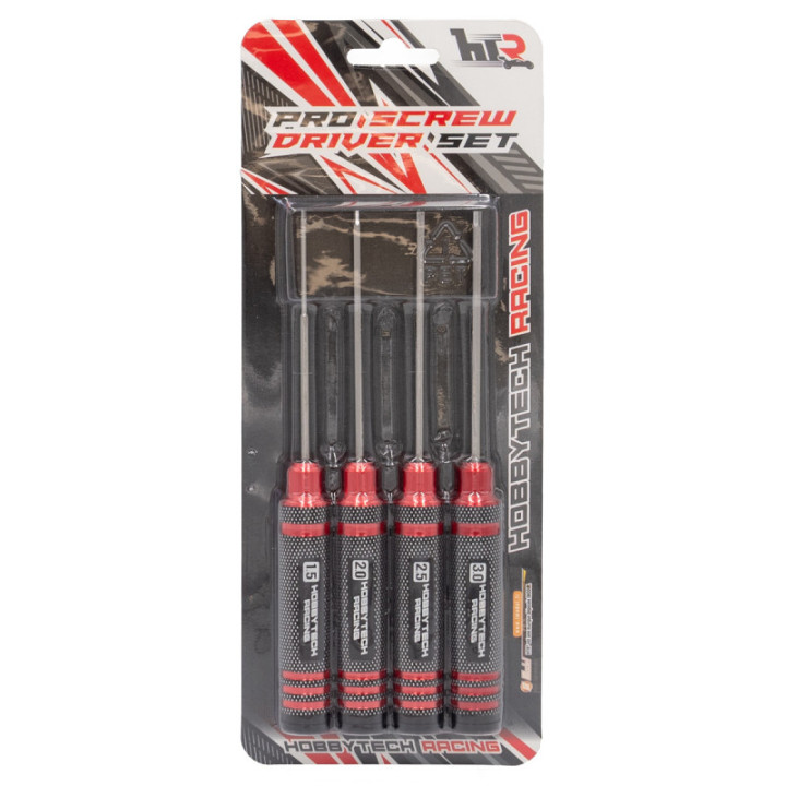 HTR-411 Kit de 4 tournevis Rouge et Noir Allen 1.5/2/2.5/3mm Hobbytech RSRC
