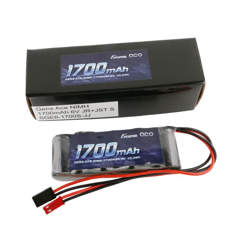 GE6-1700S-JJ Gens ace Batterie Rx NiMh 6.0V-1700Mah (Dual JR-JST) 125g - Straight GE6-1700S-JJ Gens ace RSRC
