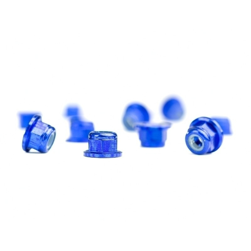 M3 Flanged Blue Aluminum Nylon nuts (10)