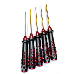 Hex drivers wrench set: 1.5mm, 2.0mm, 2.5mm, 2.5mm ball, 3.0mm red and gold