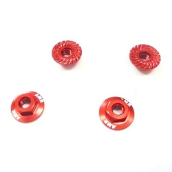 Serrated Large Diameter 1:10 Aluminium Wheel Nuts (4) Red