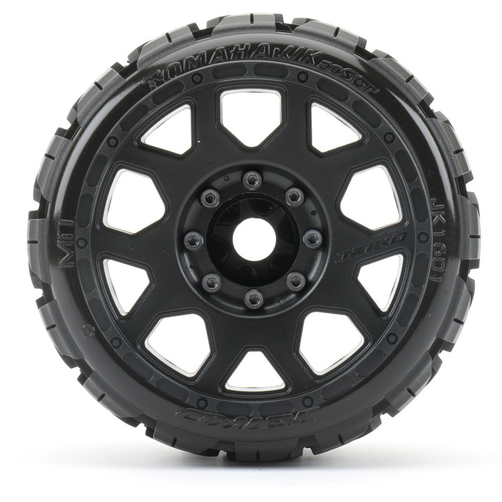 Extreme X-MT Tyre Tomahawk Belted on TRX Xmaxx Black Rims