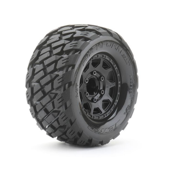 Pneus Extreme MT Rockform sur jantes Arrma Granit noires Jetko JK2803CBARM - RSRC