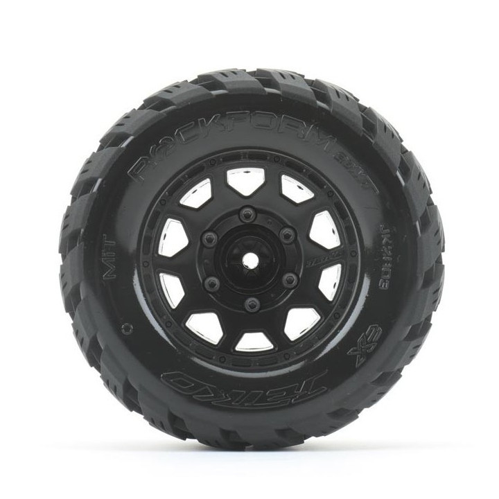 Pneus Extreme MT Tomahawk sur jantes Arrma Granit noires Jetko JK2801CBARM - RSRC