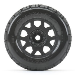Extreme Tyre Monster Truck Tomahawk Belted on 3.8" 17mm Black Rims