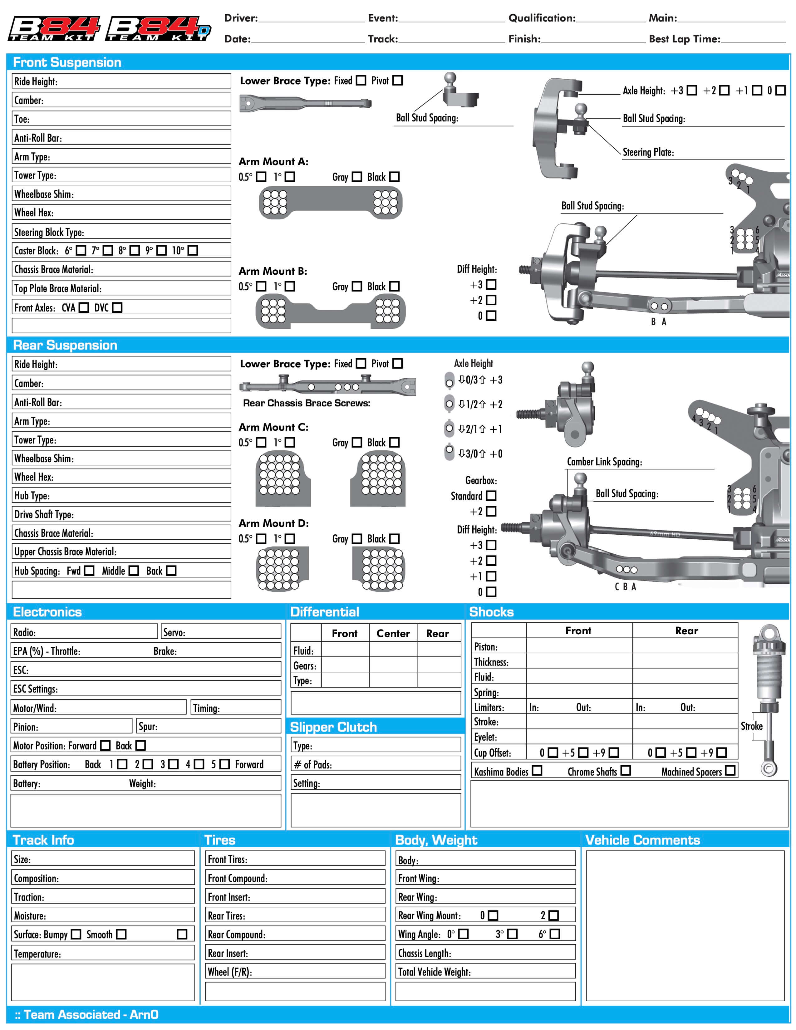 B84 editable setup sheet