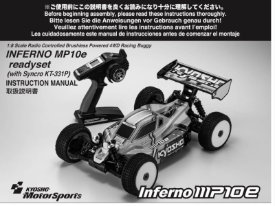Instruction manual, exploded view of spare parts for Kyosho MP10e Readyset