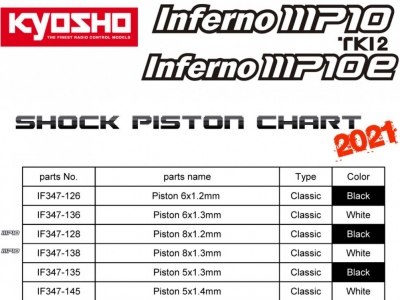 Pistons d'amortisseurs pour Kyosho MP10, MP10 TKI2 et MP10e